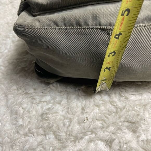 Himawari Laptop backpack Gray canvas tan faux leather straps . - Picture 7 of 10